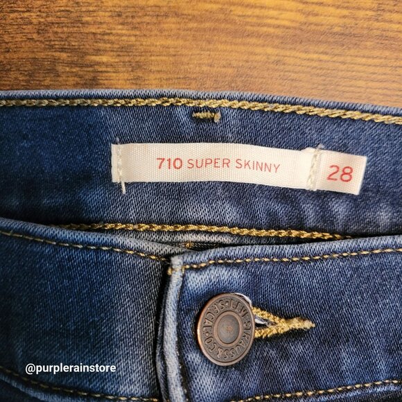 Levi's Jeans 28 Super Skinny 710 Mid Rise Medium Dark Wash Stretch Western - Picture 4 of 13